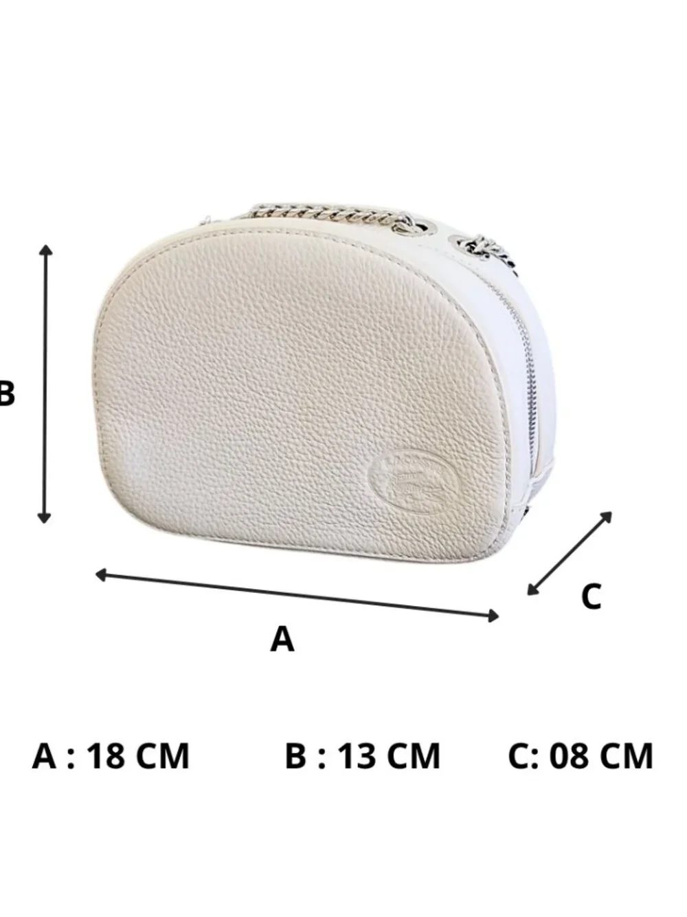 Lacoste NWT White Croco Crew Grained Leather Zip Crossbody Bag - Silver Chain - Picture 14 of 15